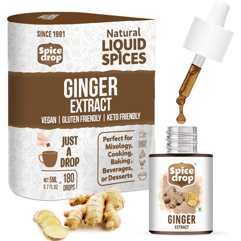 Spice Drop Pure Ginger Extract - Salad Dressing, Seasoning, Cooking, Baking, Tea, Coffee | Natural Immunity Booster | Premium Qu