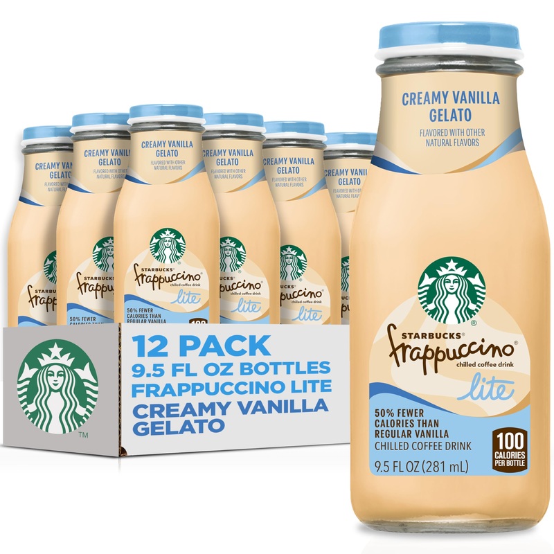 Starbucks Frappuccino Lite, Creamy Vanilla Gelato, 9.5 Fl Oz Bottles (Pack Of 12)