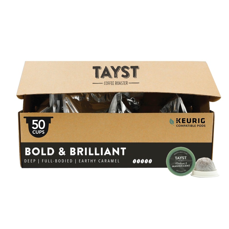 Tayst Coffee Pods, Bold & Brilliant Dark Roast, K Cups Compatible With Keurig Coffee Maker, Sustainable Single Serve, Pack Of 50