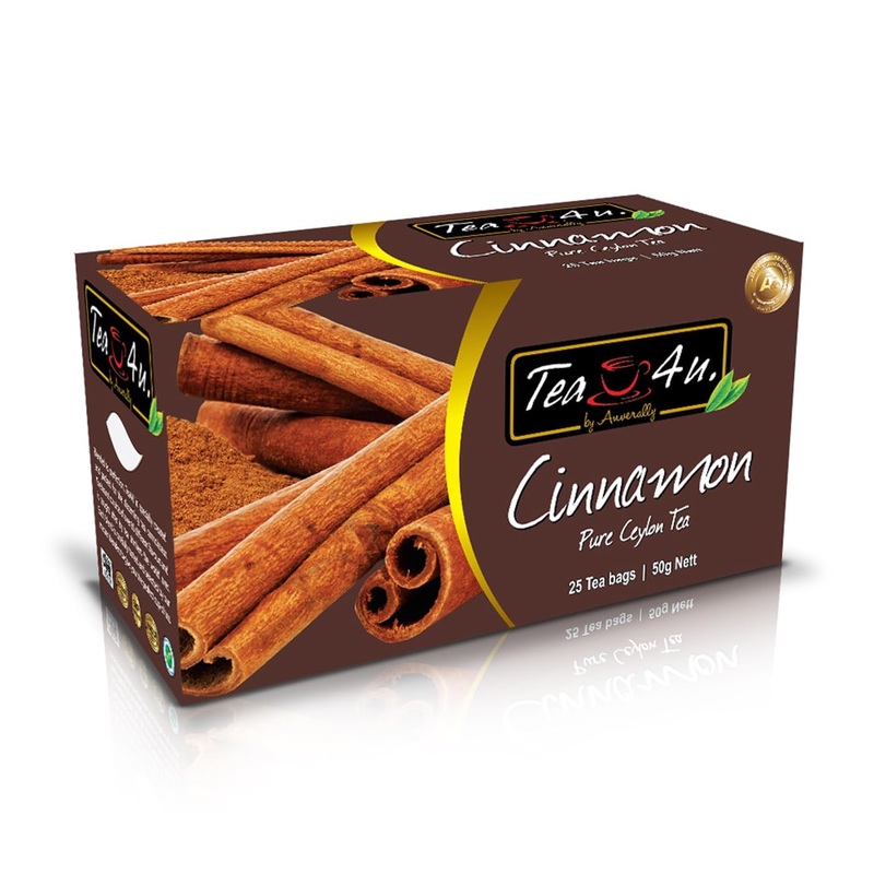 Tea4U Flavored Black Ceylon Teabags (Cinnamon) - Ideal Quality From Sri Lanka'S Finest Leaves And Expertly Blended - 25 Count