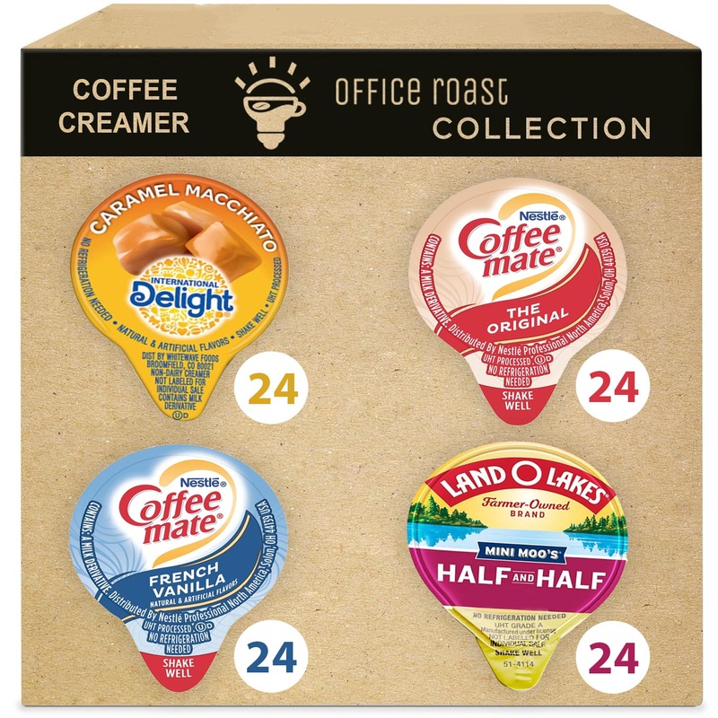 Variety Pack Creamers Liquid Creamer Singles Coffee Cream, French Vanilla, Original, Half-Half & Caramel Macchiato - No Refriger