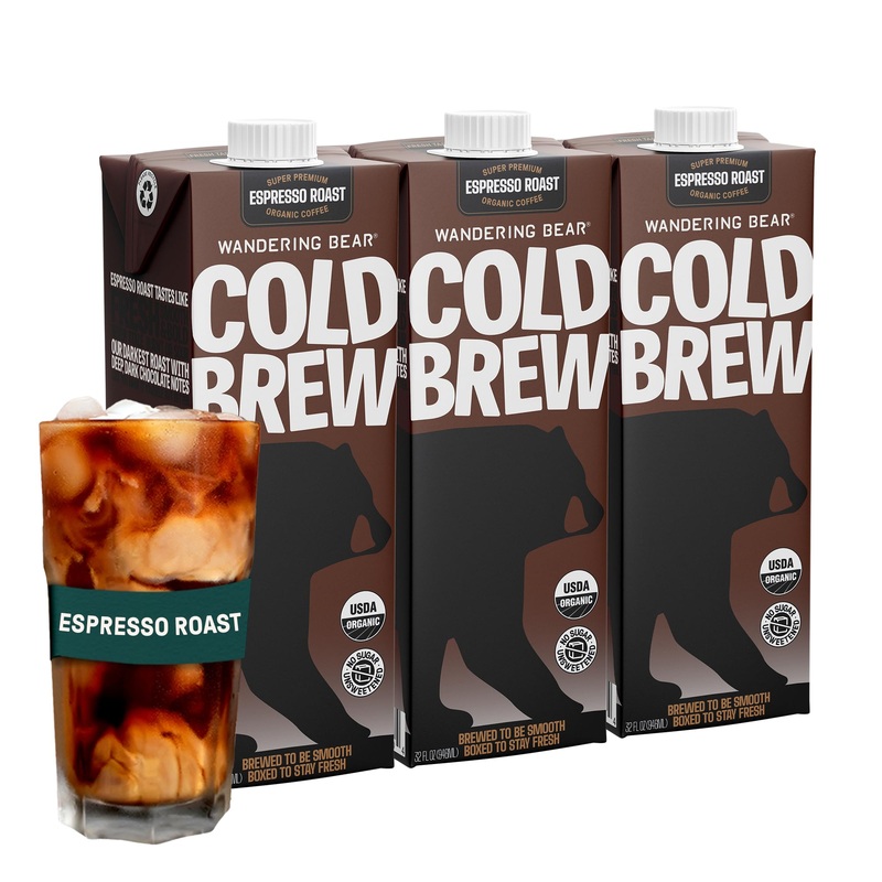Wandering Bear Cold Brew Coffee 32 Fl Oz (3 Pack Espresso Roast)