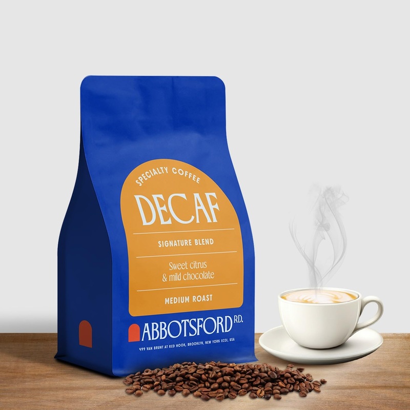 Abbotsford Road Whole Bean Decaf Coffee, Specialty Medium Roast 12 Oz Bag, Chemical-Free Arabica Decaffeinated Coffee Beans, Fre