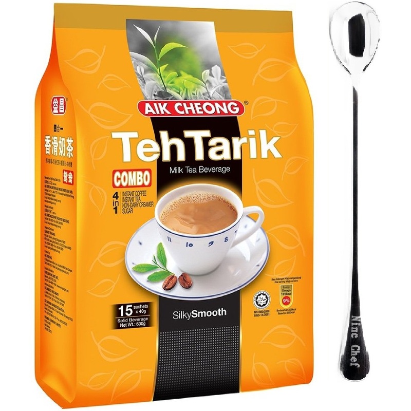 Aik Cheong Combo Teh Tarik (Instant Coffee And Tea) Milk Tea Beverage (3 Pack)+ One Ninechef Spoon
