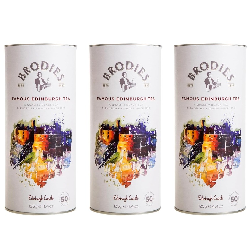 Brodies Tea, Famous Edinburgh Tea, Black Tea Imported From Scotland, Canister Of 50 Bags (Pack Of 3)