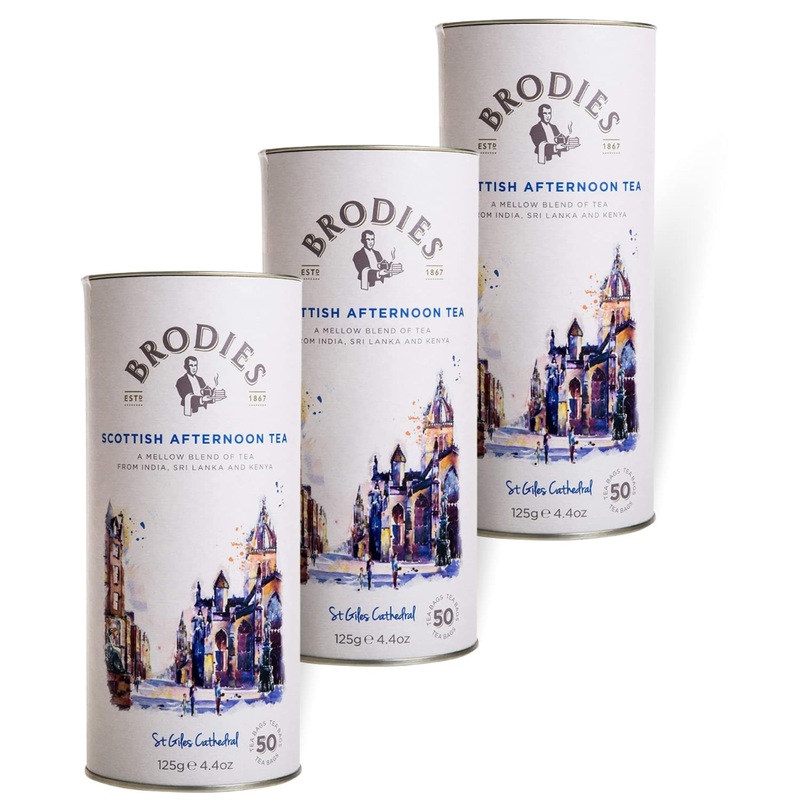 Brodies Tea, Scottish Afternoon Tea, Black Tea Imported From Scotland, Canister Of 50 Bags (Pack Of 3)