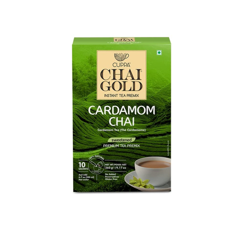 Cuppa Chai Gold Cardamom Chai | Sweetened Version | Pack Of 1 (10 Count)