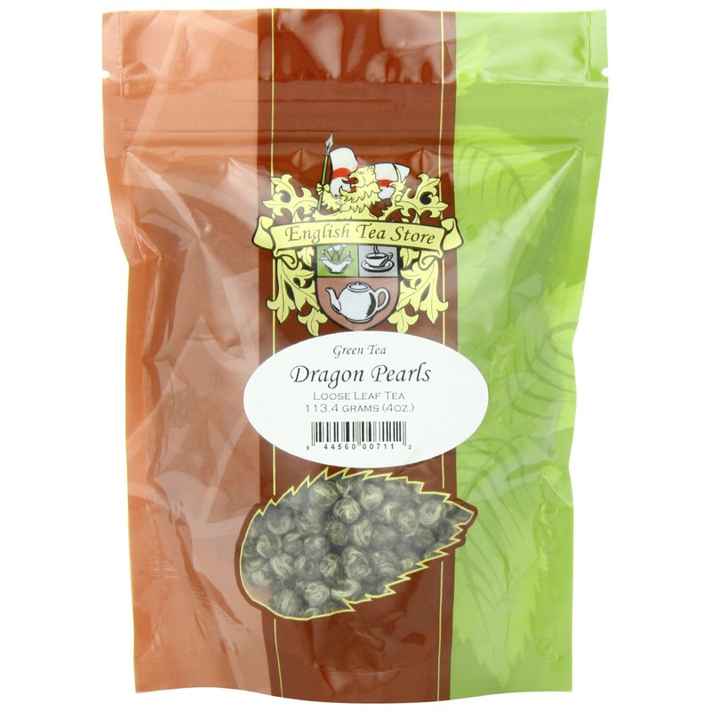 English Tea Store Loose Leaf, Dragon Pearls Green Tea Pouches, 4 Ounce