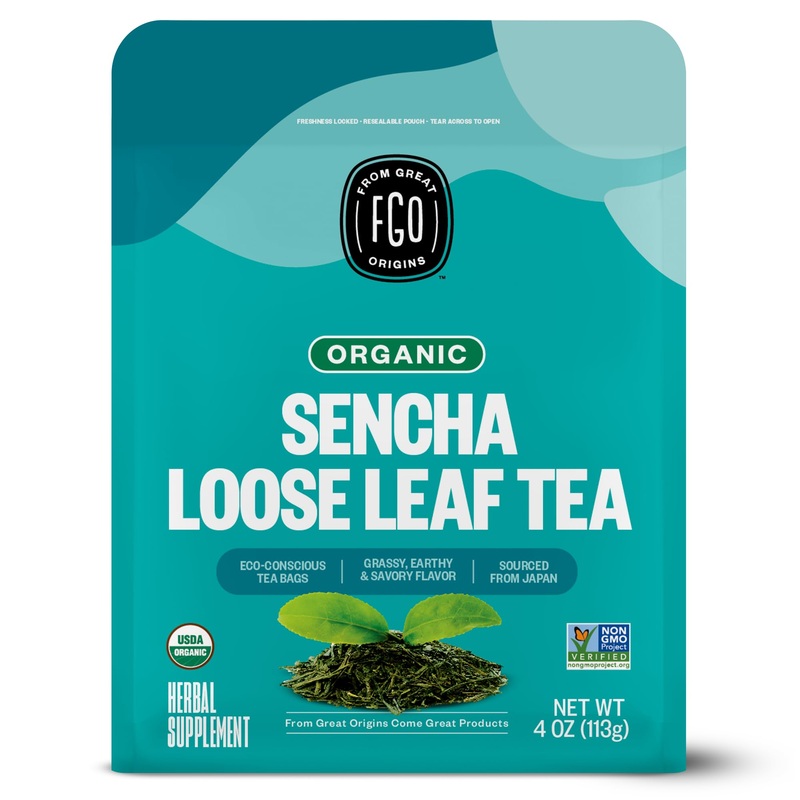 Fgo Organic Sencha Green Tea, 4 Ounce Loose Leaf, Resealable Bag, Sourced From Japan, Packaging May Vary (Pack Of 1)