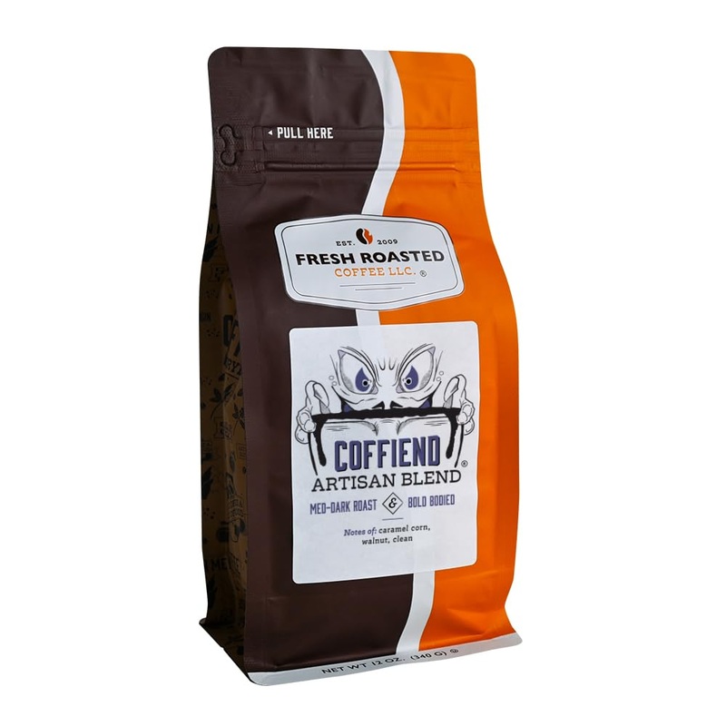 Fresh Roasted Coffee, Coffiend, 12 Oz, Med-Dark Roast, Kosher, Ground