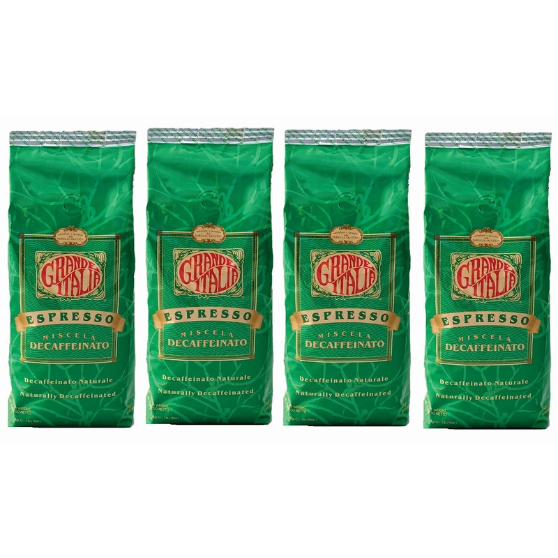 Grande Italia Espresso; Small Batch Artisan Roasted (Decaffeinato, 1Lb (4 Pack))