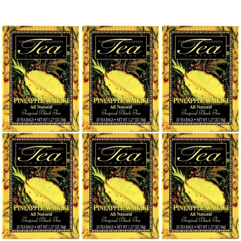 Hawaiian Islands Tea Company Pineapple Waikiki Black Tea, All Natural - 120 Teabags (6 Boxes)