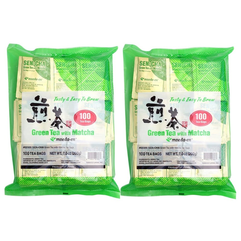 MAEDA-EN Sen-cha with Matcha Green Tea, 200 Individually Wrapped Teabags, 100 Count (Pack of 2), Authentic Japanese Green Tea