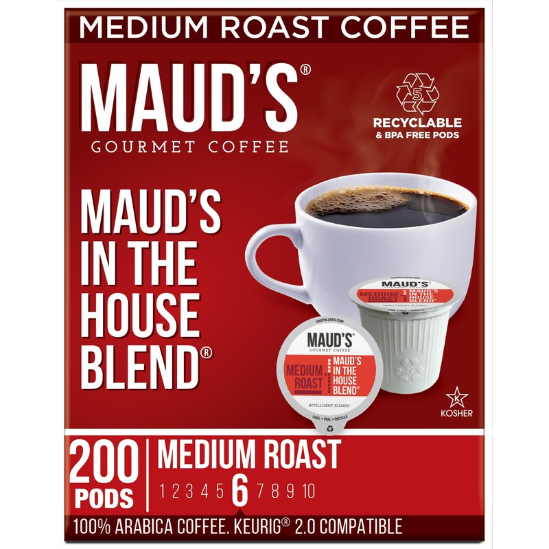 Maud'S Medium Roast Coffee Pods, 200 Ct, Recyclable Single Serve Pods - 100% Arabica Coffee, Compatible With Keurig K Cups Maker