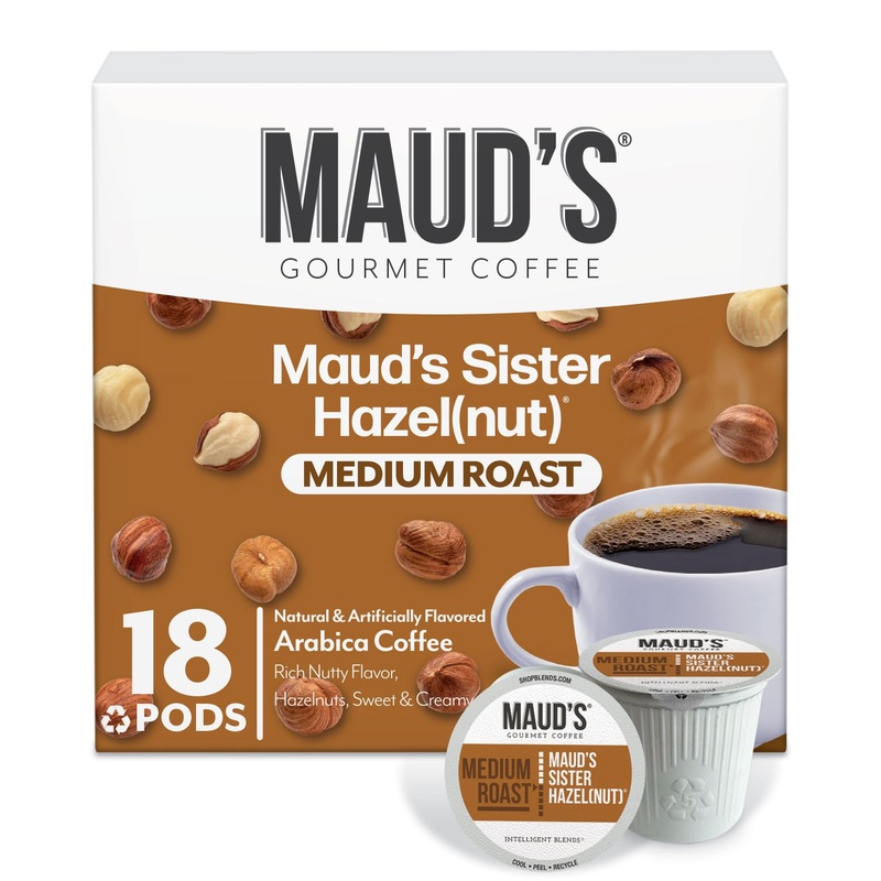Maud'S Sweet Hazelnut Flavored Coffee Pods, 18 Ct, Medium Roast Flavored Coffee In Recyclable Single Serve Pods - 100% Arabica B