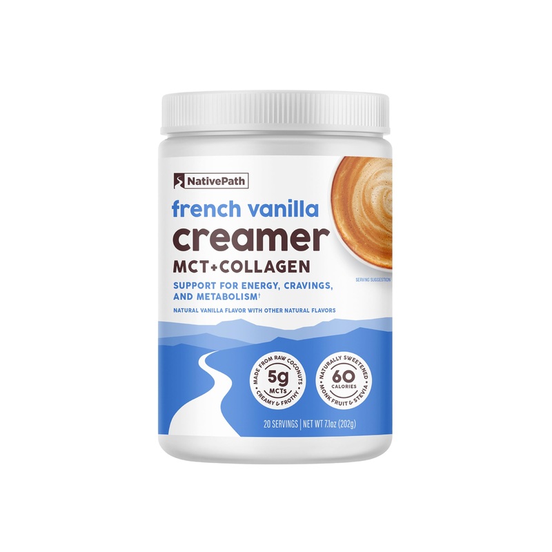 Nativepath Keto Coffee Creamer Powder French Vanilla - Keto-Friendly, Non-Dairy & Low Sugar Creamer. Made With Grass-Fed Collage