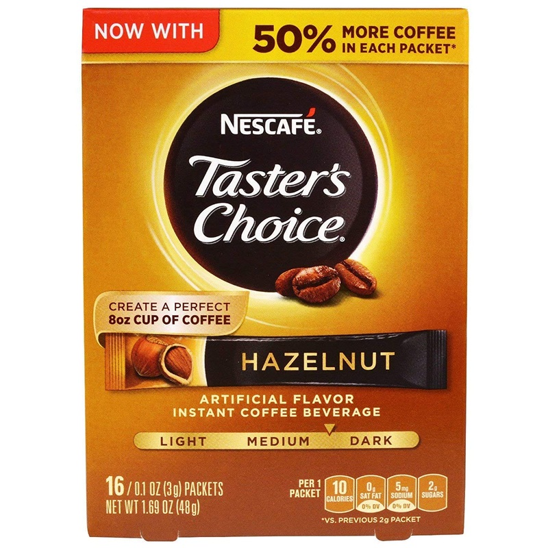 Nescafe Taster'S Choice Hazelnut Medium Dark Roast Instant Coffee, 16 Count