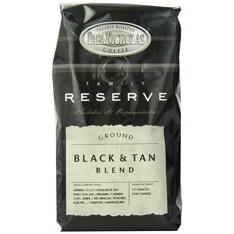 Papanicholas Coffee Ground Coffee, Family Reserve Black And Tan Blend, 12 Ounce