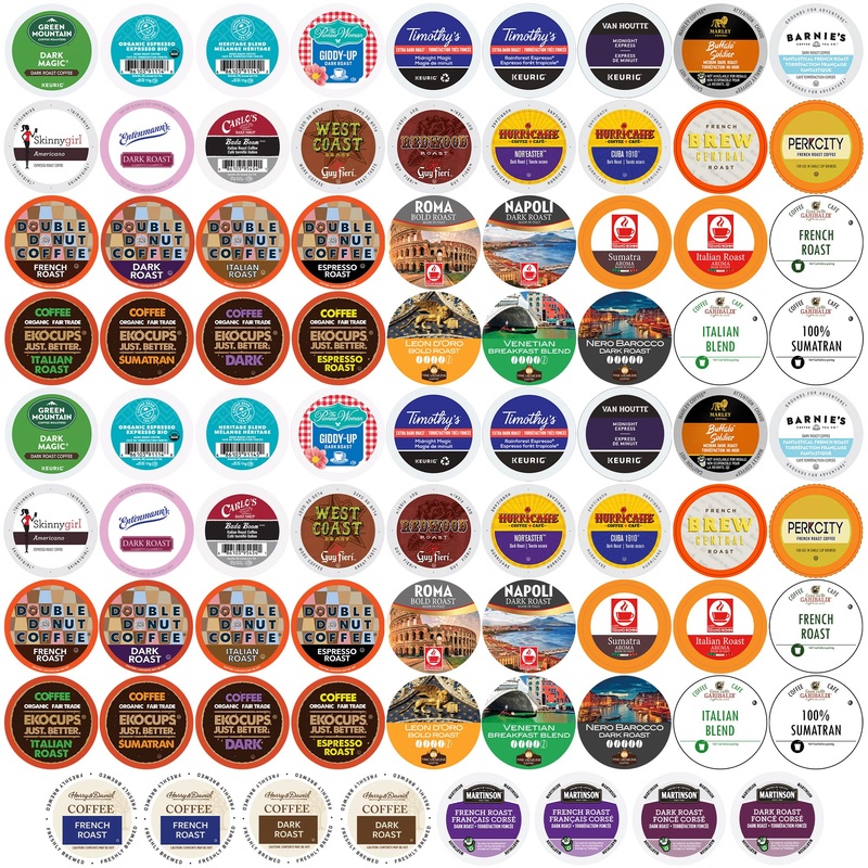 Perfect Samplers Coffee Pod Variety Pack, Dark Roast & Bold Flavors, Single Serve Cups For Keurig K Cup Machines - Robust Assort