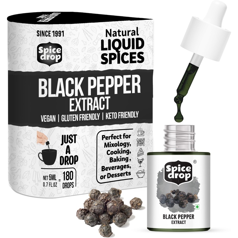 Spice Drop Black Pepper Natural Spice Extract For Soups, Dishes, And Beverages | Authentic Taste | Made From Peppercorns | 5Ml (