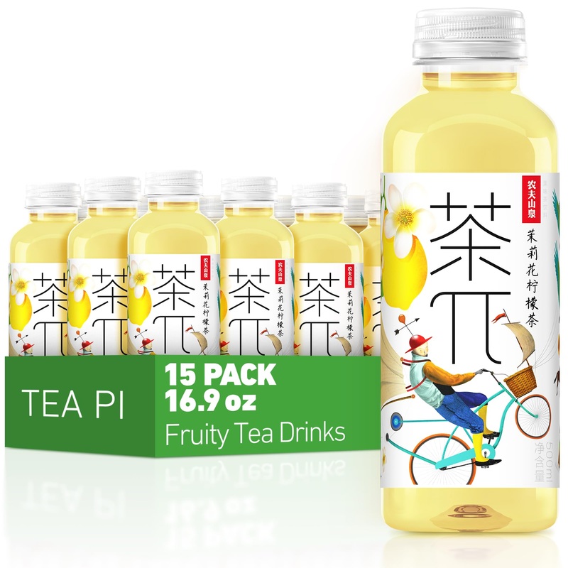 Tea Pi Iced Tea -Jasmine Green Tea, Lemon Sweet Iced Fruit Tea Bottles, Real Juice, -16.9 Fl Oz, 500Ml, 15 Pack