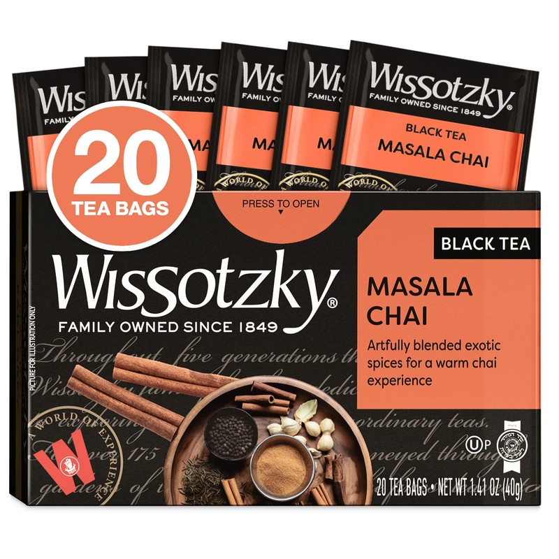 Wissotzky Masala Chai Black Tea, 20 Tea Bags | Aromatic Chai Tea | Antioxidant Rich | Comforting Tea | Black Tea Bags