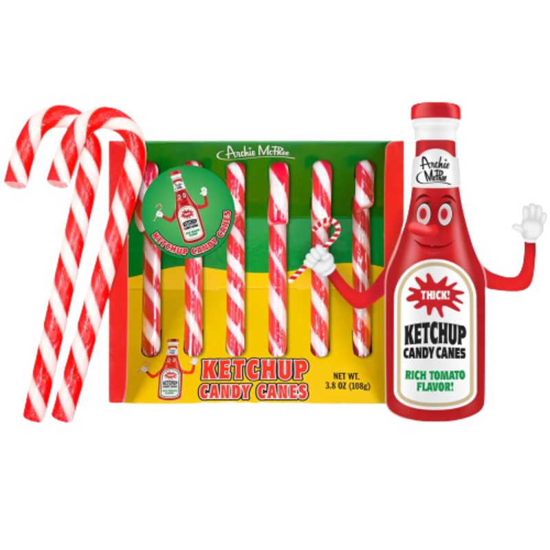 Archie McPhee  Ketchup Candy Canes - 3.8 oz. - 6 count