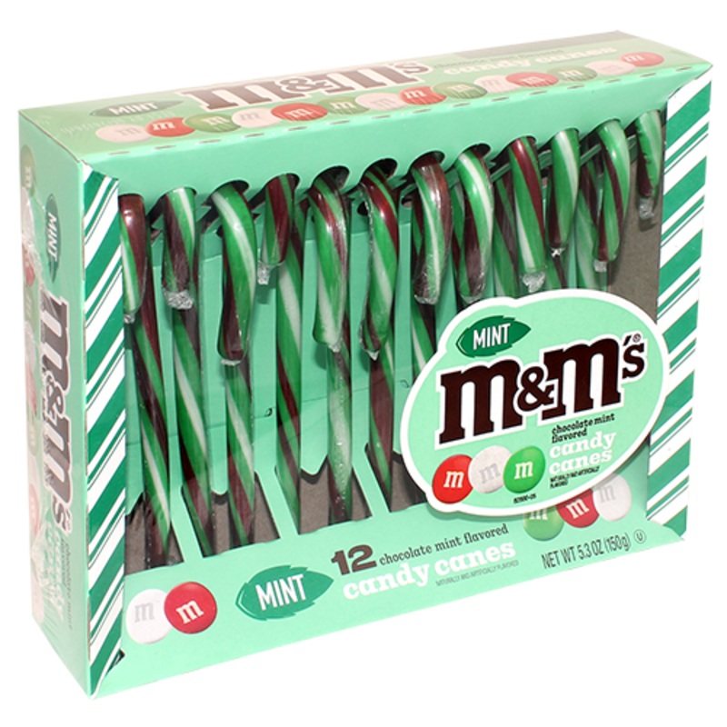 Mint M&M Chocolate Mint Candy Canes 12 count 5.3 oz. Box