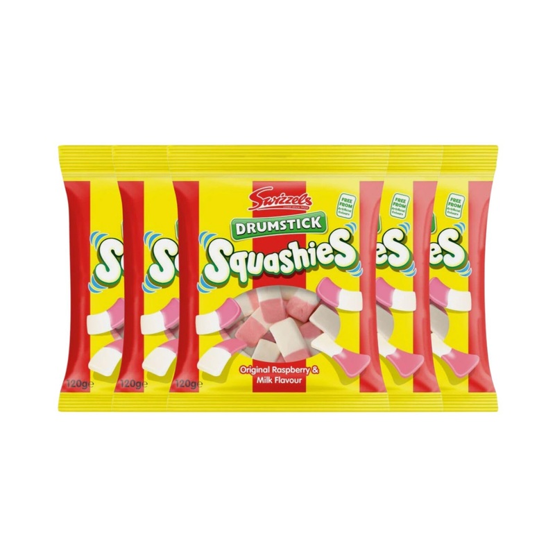 Squashies Drumstick Original Rasberry & Milk Flavor Candies - Multipack - 120G (5 Pack Bundle) - Imported From Uk (Original)
