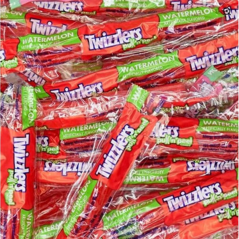 Tundras Mother's Day Twizzlers Pull 'n' Peel Watermelon 1 lb Bulk Pack - Individually Wrapped Licorice Candy, Approx. 35 Red Twist Candies