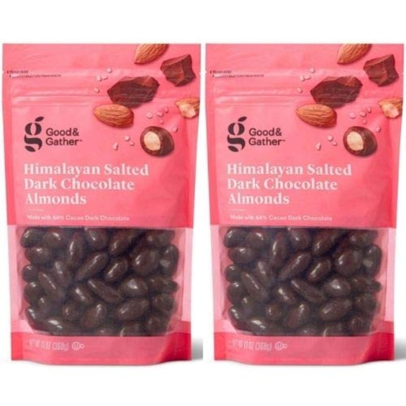 2 Set- Good & Gather Himalayan Salted Dark Chocolate Almonds. 13 Ounce. Sweet And Salty Snack. 64% Cacao. (2 Pack) 1.0 Count