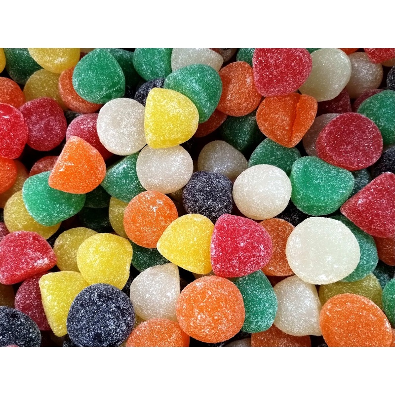Assorted Sugar Sanded Fruit Juju Gum Drops - 2 Lbs Of Fresh Delicious Bright Chewy Lemon Lime Orange Cherry Pineapple Grape Bulk