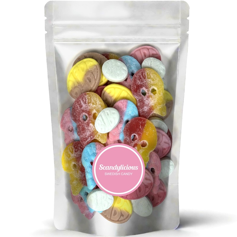 Bubs Swedish Candy Mix - Skulls Ovals 0.5 Lb Of Fizzy, Fruity, Sweet & Sour Scandinavian Treats