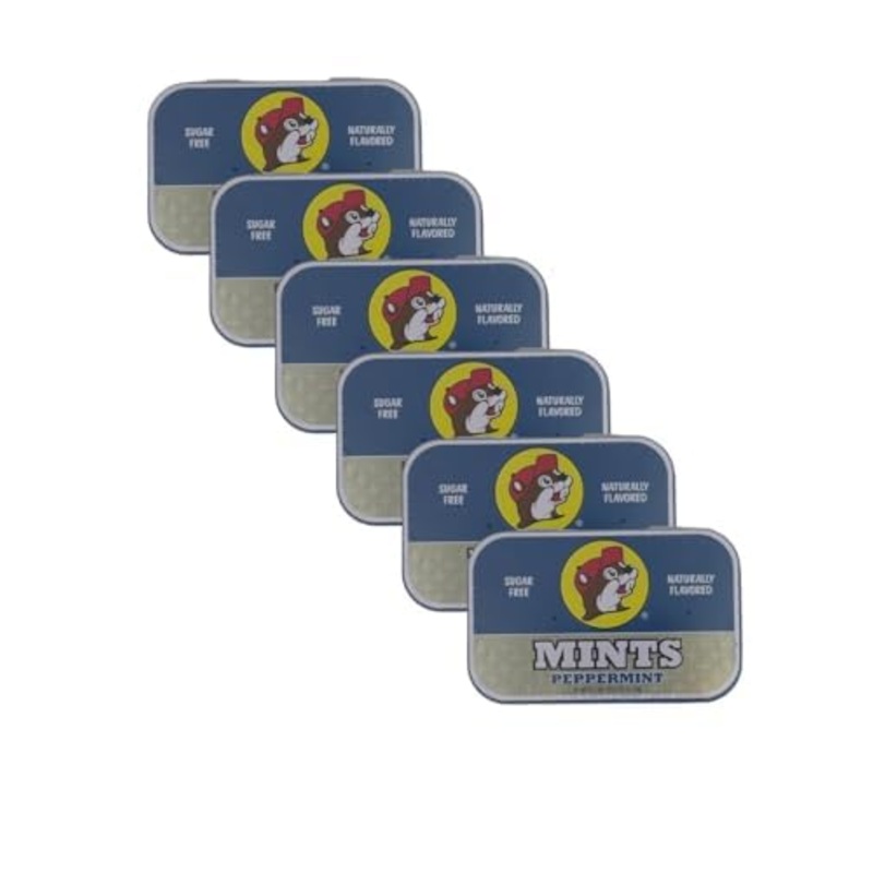 Buc-Ee'S Gluten Free & Sugar Free Mints - 50 Mints Tin Can, Pack Of 6 (Peppermint)