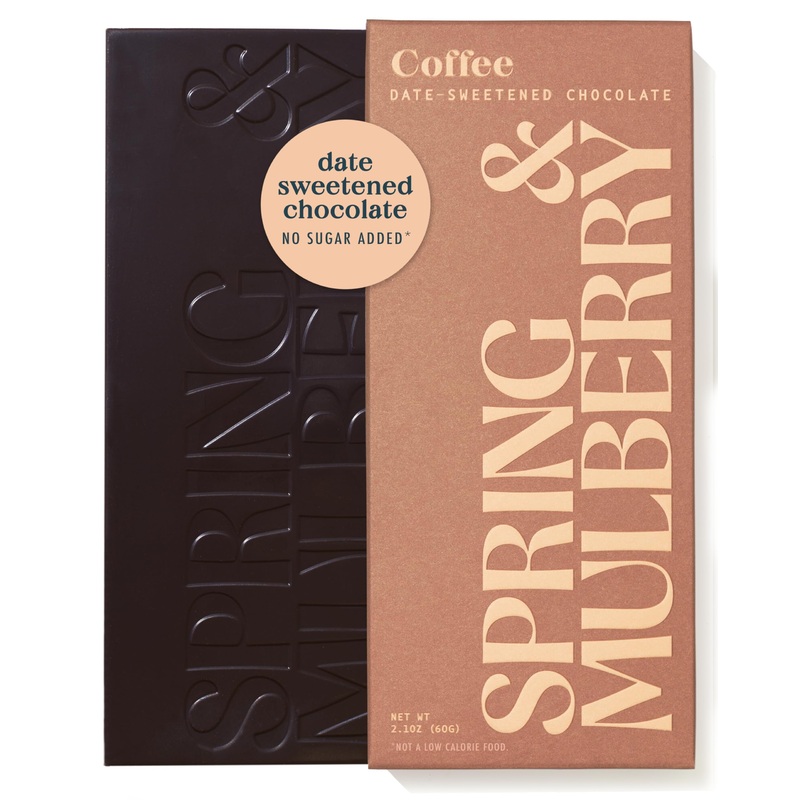 Spring & Mulberry Dark Chocolate Bars - Refined Sugar Free Dark Chocolate Sweetened With Dates, Healthy Chocolate - Coffee 3 Pac