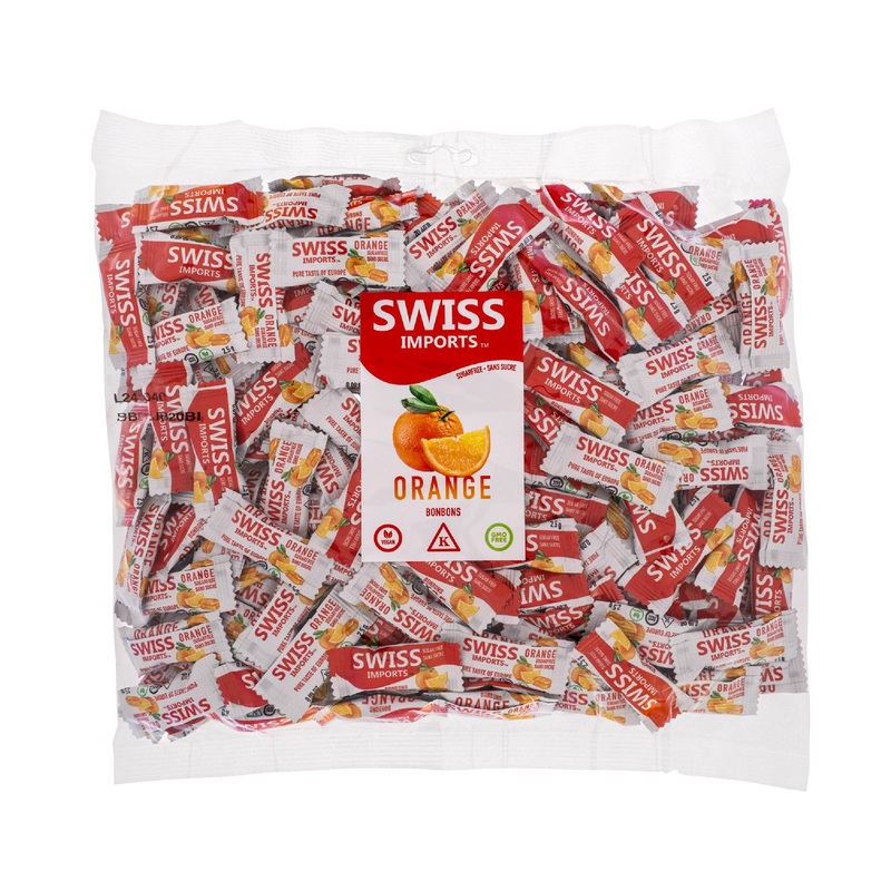 Swiss Imports Sugar Free Bonbons Hard Candy Drops, Orange, 200 Individually Wrapped Pieces, 500G/17.6Oz