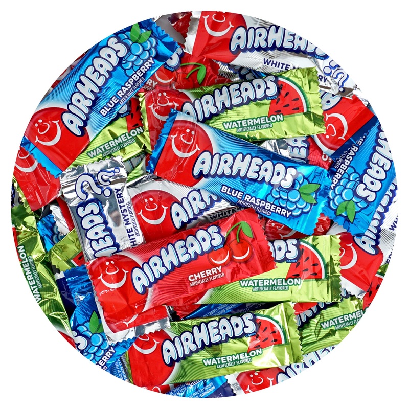 Airheads Candy Mini Bars, Assorted Flavors, 3 Pounds (Approx. 105 Pieces) Airheads Bulk Bag, Individually Wrapped Candy, Mini Ai