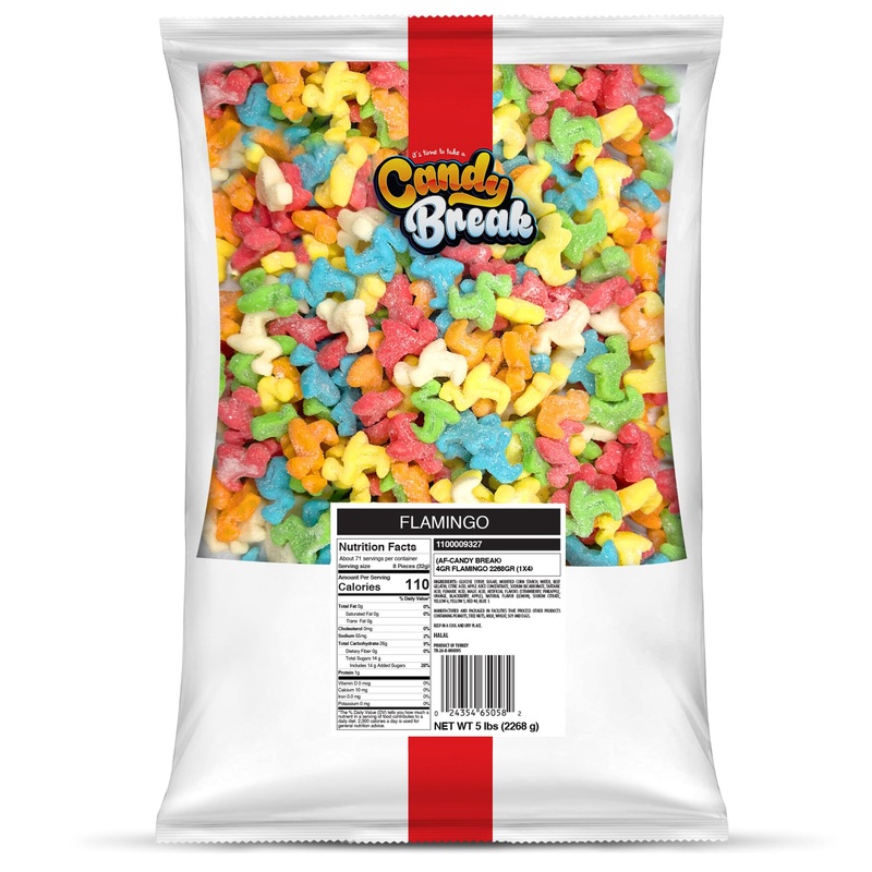 Candy Break Sour Flamingo Bulk Gummy Candy, 5 Lbs Bag, Sour & Sweet Snacks For Kids & Grown Ups, Party Size (Pack Of 1)
