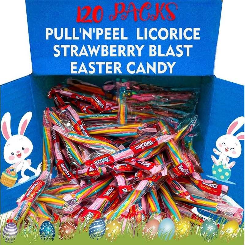 Pull-Apart Twizzlersstrawberry Blast Licorice Candy - 120-Piece Easter Pastel Bulk Pack, Great For Basket Stuffing & Egg Hunts,