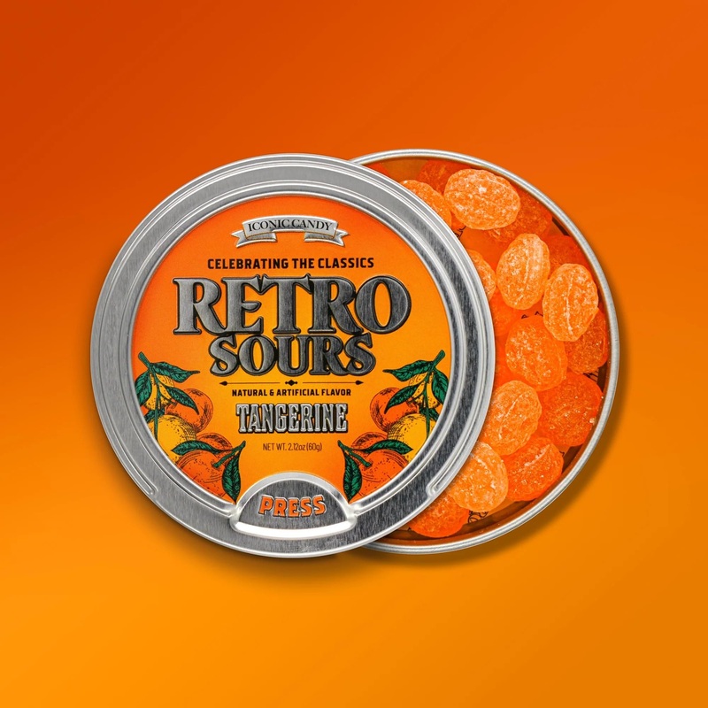 Retro Sours - Hard Tangy Candy - Pack Of 3 Tins (Tangerine)