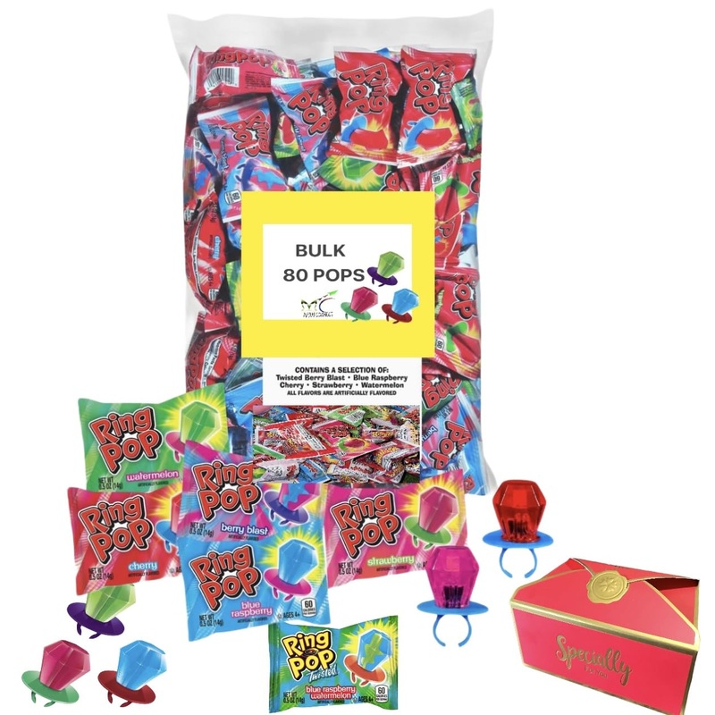 Ring Pop Bulk (80 Count) Individually Wrapped Lollipop Suckers W/Assorted Fruity Flavors - Fun Candy For |Easter Basket Fillers|