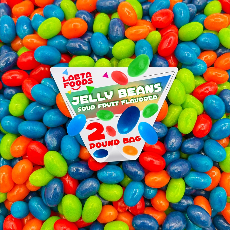 Sour Jelly Beans Candy | 2 Pound Bag | Assorted Fruit Flavors