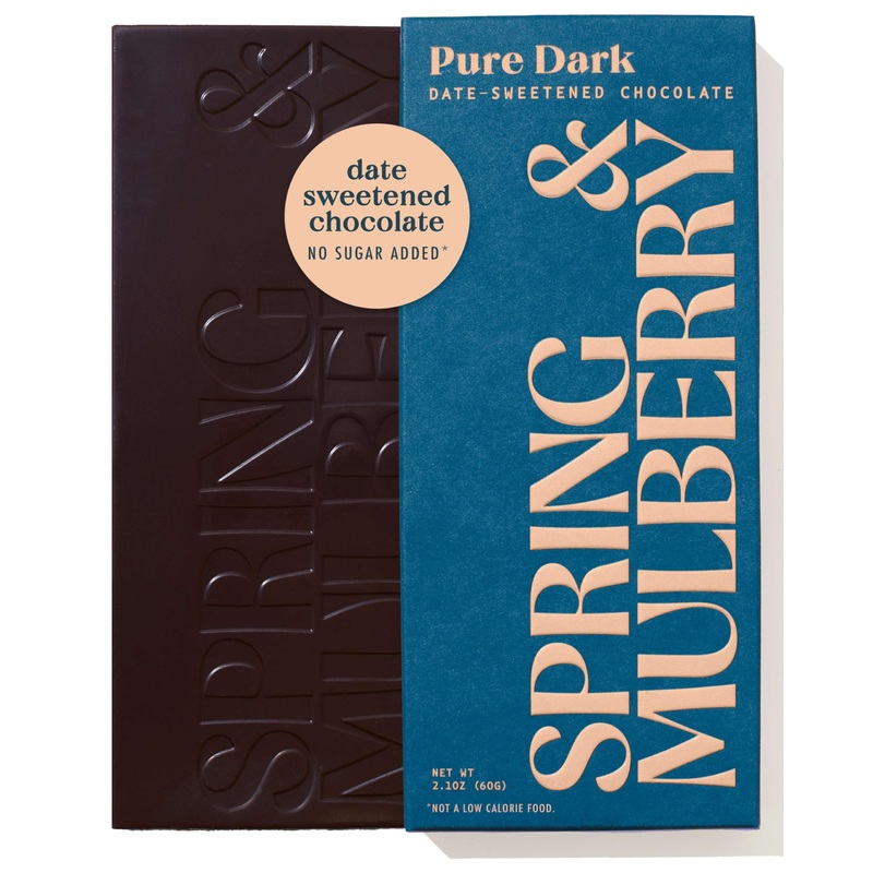Spring & Mulberry Dark Chocolate Bars - Healthy Chocolate, Date-Sweetened - Pure Dark 3 Pack