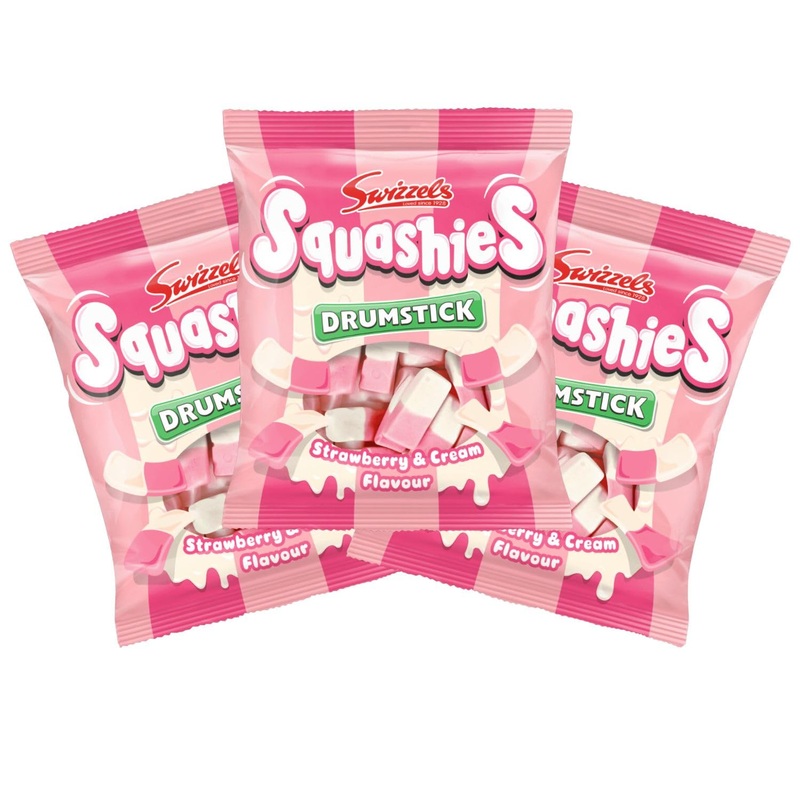 Squashies Drumstick Candies Multipack Pack - Strawberry & Cream Flavor 120G (3 Pack Bundle) - Imported From Uk