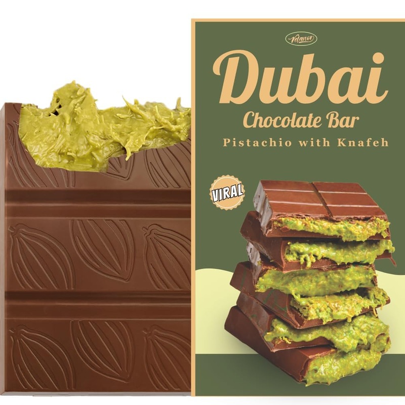 Velanor Dubai Chocolate Bar with Pistachio Cream & Kataifi, Large 7 oz Premium Milk Chocolate Treat, Perfect for Gifting