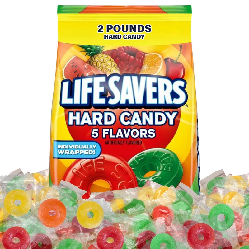 Assorted Hard Fruit Lifesaver Candy Bulk - Bulk Candy Individually Wrapped, Ideal Candies Bulk For Buffets And Party Favors Or S