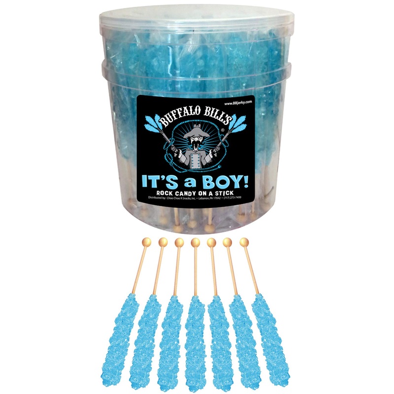 Buffalo Bills Its A Boy Light Blue Rock Candy On A Stick (36-Ct Tub Wrapped Rock Candy Sticks)