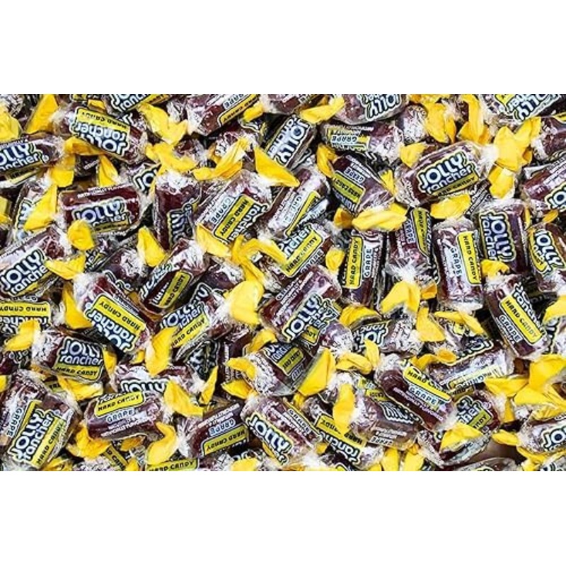QUEEN CITY CANDY CAVE Jolly Ranchers Hard Candy - Grape Flavor, 2 Pound Bulk, Individually Wrapped, Purple