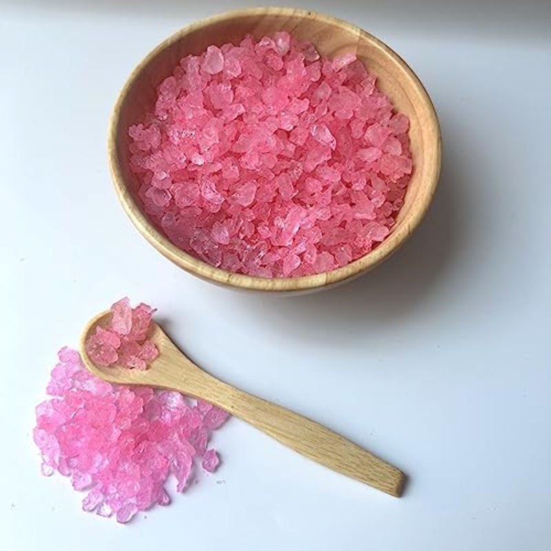 Sweetglob Old Fashioned Medium Rock Sugar Candy Gems, Lump Sugar Rock Crystals (1 Pound, Pink Cherry)