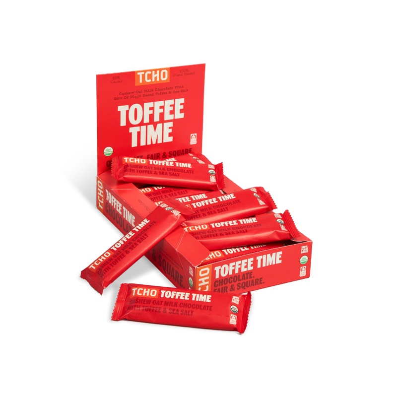 Tcho Toffee Time Chocolate Bars - 100% Plant-Based Organic Cashew Oat Milk Chocolate - Vegan, Soy-Free, Gluten-Free, Individuall